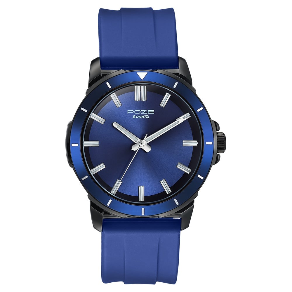 Sonata Poze Quartz Analog Blue Dial Blue Silicone Strap Watch For Men image 2