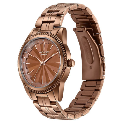 Sonata Poze By Sonata Quartz Analog Brown Dial Brown Metal Strap Watch For Men Style SP70096QM01W image 5