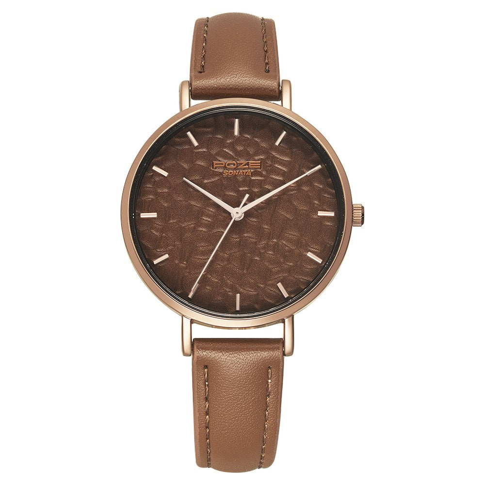 Sonata Poze by Sonata Quartz Analog Brown Dial PU Leather Strap Watch for Women image 1