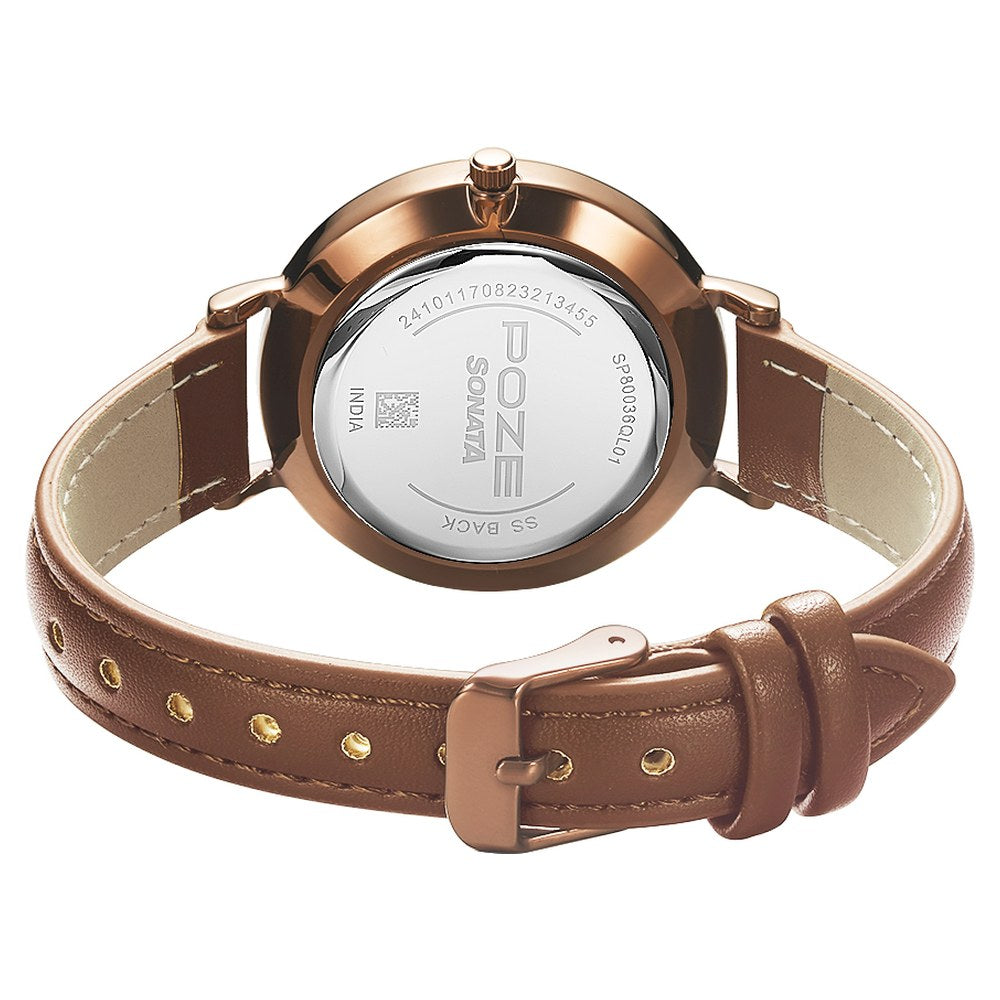Sonata Poze by Sonata Quartz Analog Brown Dial PU Leather Strap Watch for Women image 5