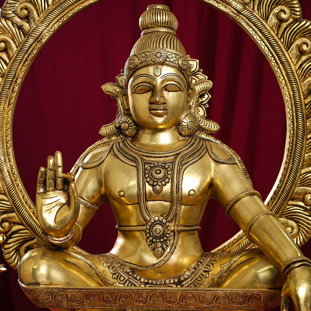 Vedansh Craft Brass Superfine Lord Ayyappa Idol with Frame 30 Inch