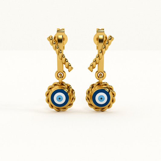 Palmonas Evil Eye Rope 925 Sterling Silver Earrings