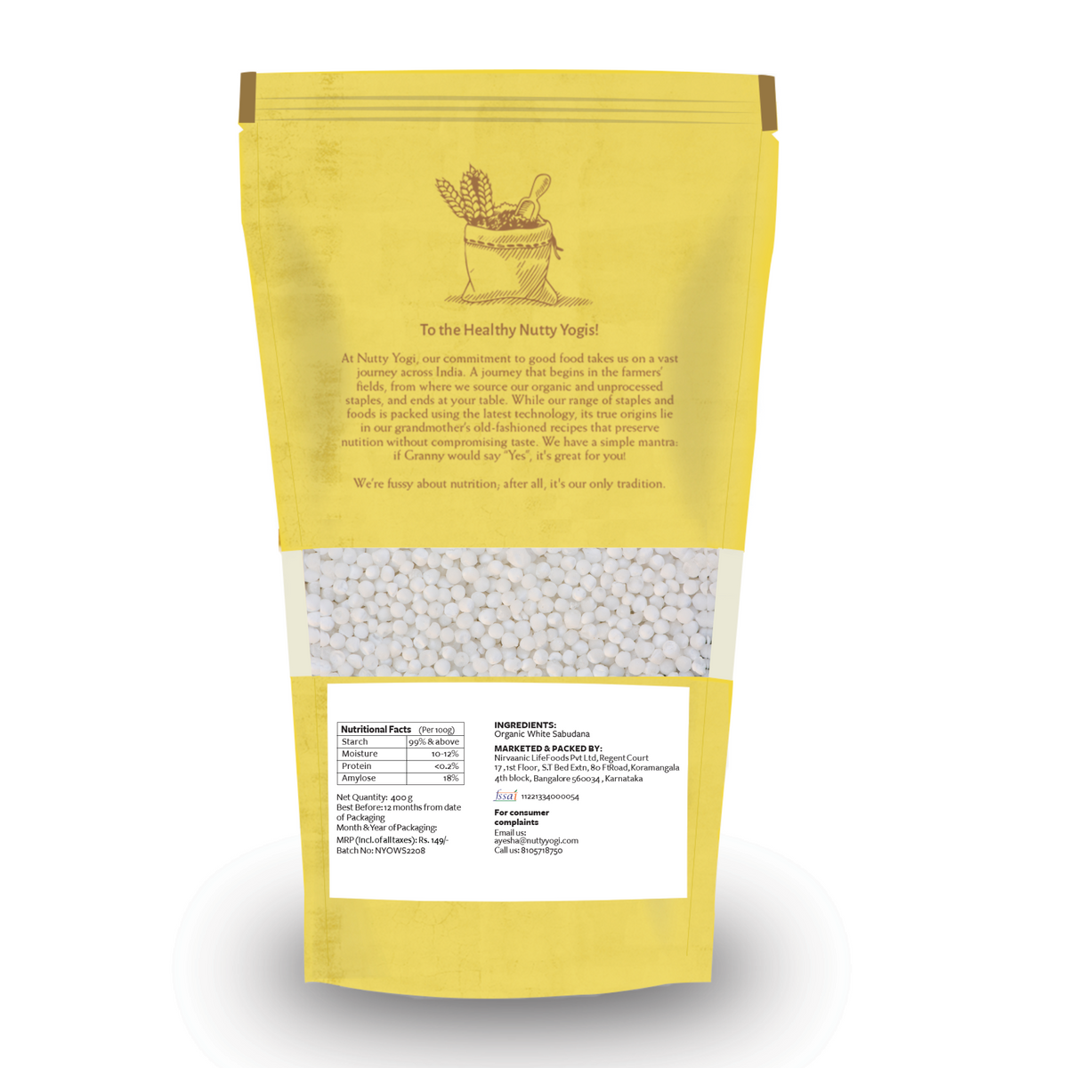 Nutty Yogi Organic White Sabudana 400g
