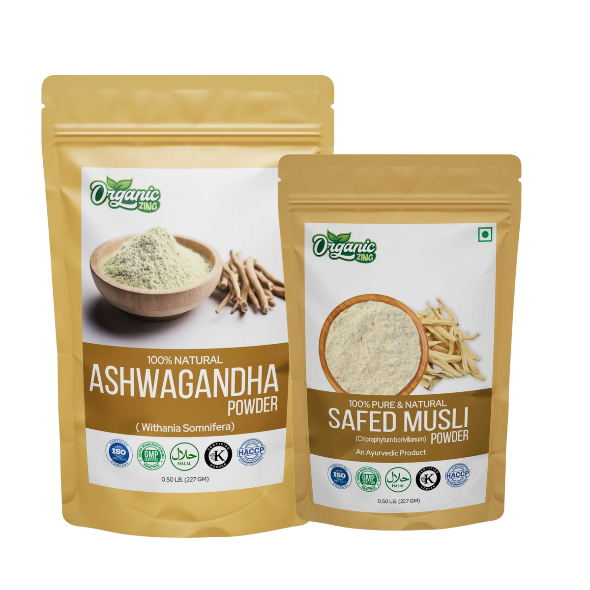 Organic Zing Ashwagandha and Safed Musli Powder Combo