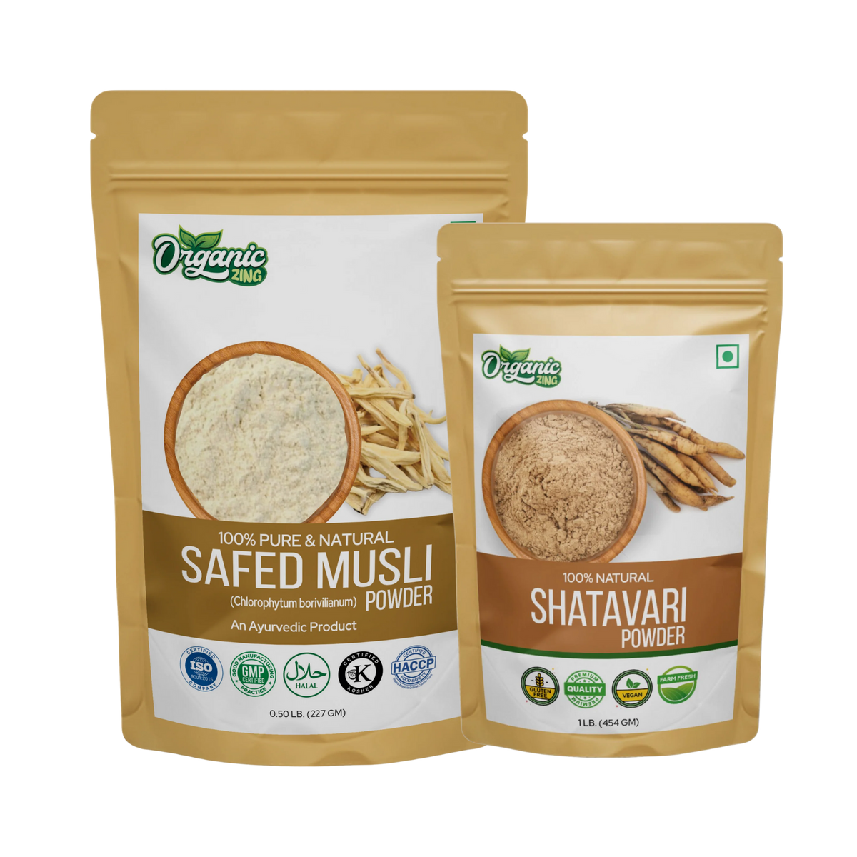 Organic Zing Safed Musli and Shatavari Powder Combo