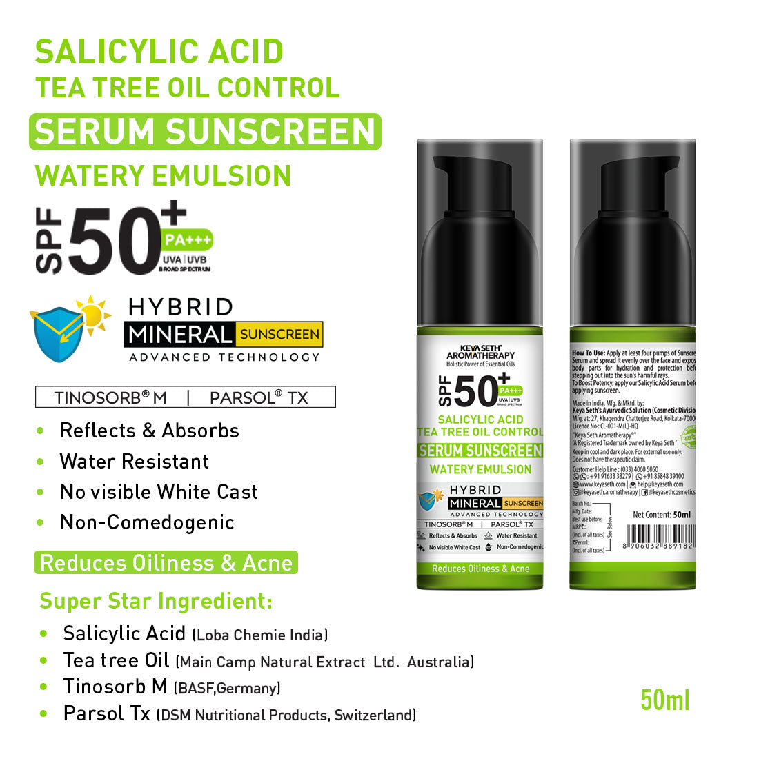 Keya Seth Aromatherapy Salicylic Tea Tree Oil Control Serum Mineral ...