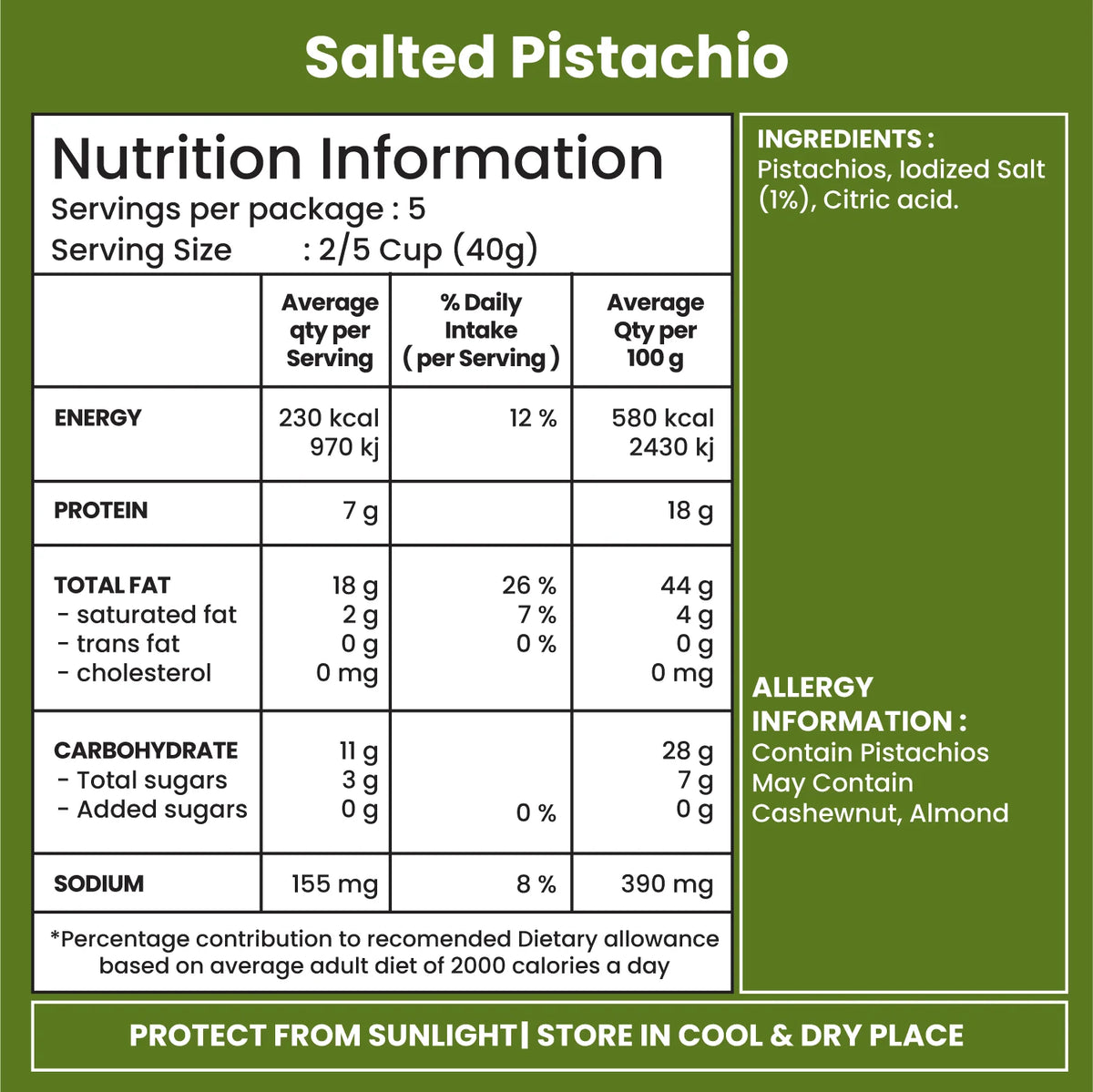 Jabsons Foods Salted Pistachio