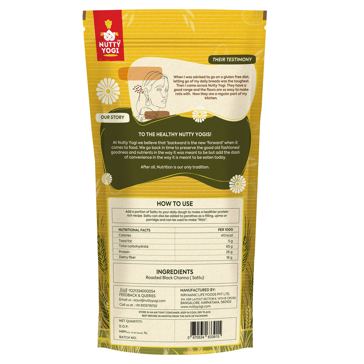 Nutty Yogi Black Chana Atta Sattu