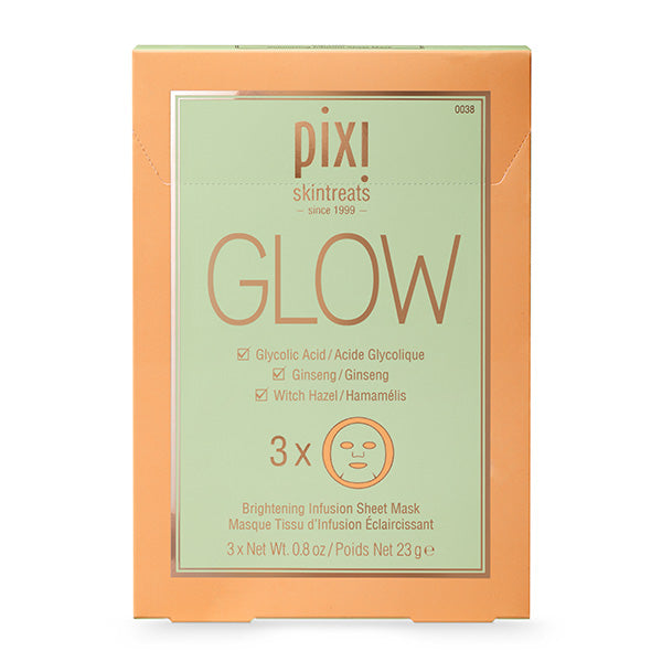 The Pixi GLOW Sheet Mask serum-infused fabric, delivering intense hydration and brightness.