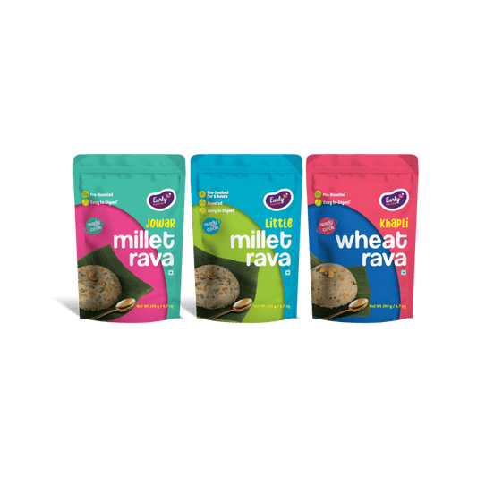 Early Foods Pack of 3 Millet and Kaphli Wheat Rava