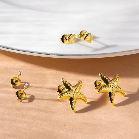 Palmonas Ocean Star Gold Starfish Earring Set
