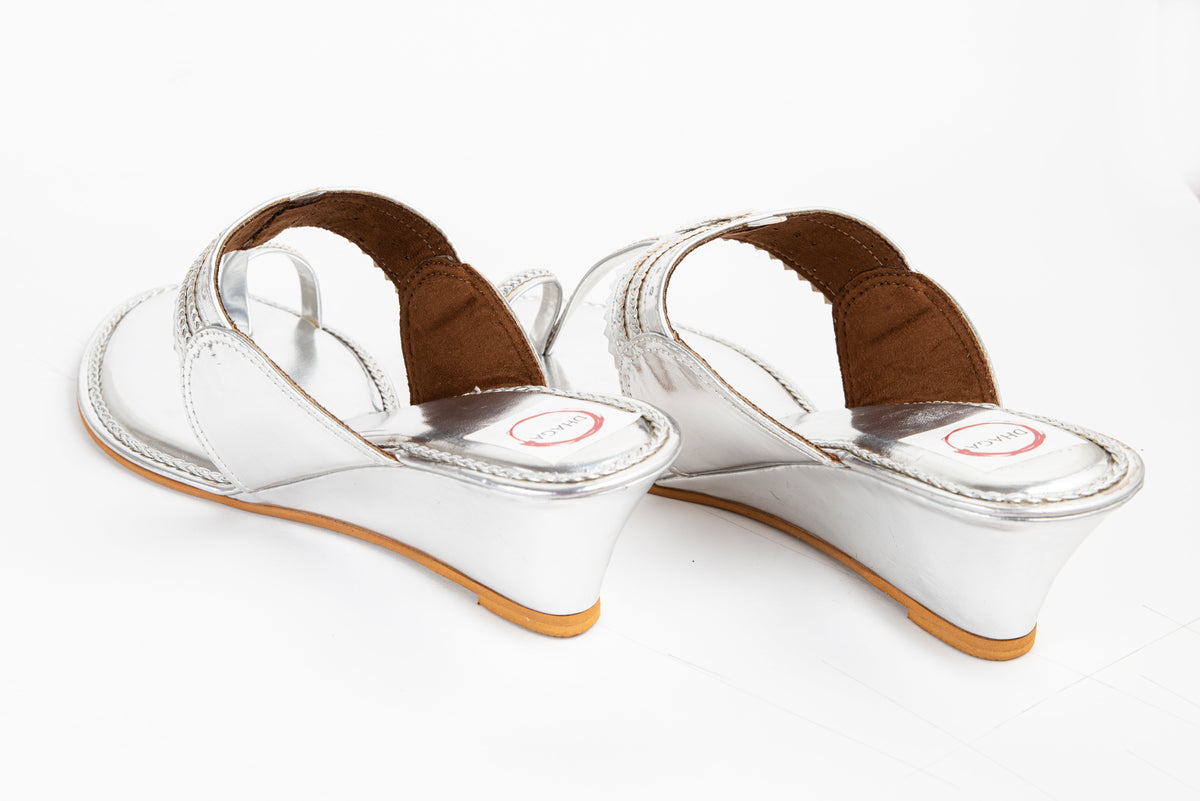 Dhaga Silver Wedge Heel for Women