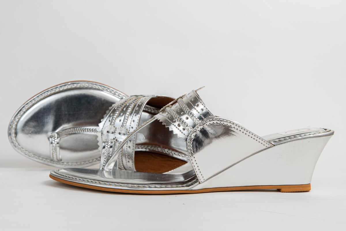 Dhaga Silver Wedge Heel for Women
