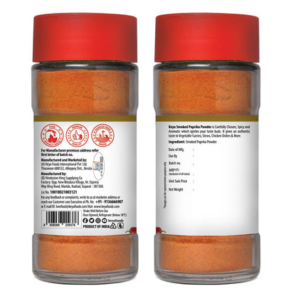 Keya Smoked Paprika Powder in a glass jar, showcasing its rich red color, ready for culinary use. - Image 3