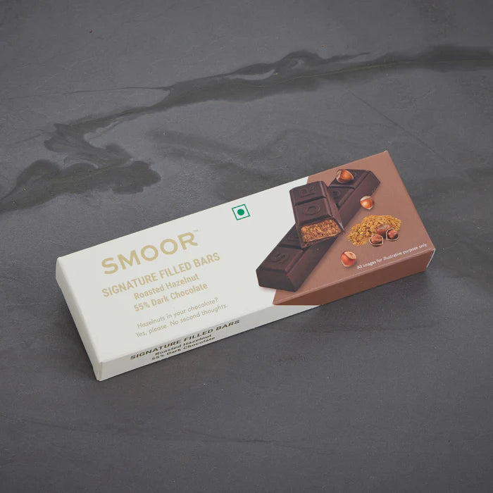 Signature Filled Bars Roasted Hazelnut Bars 55% Dark Chocolate