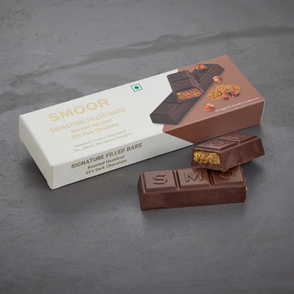Signature Filled Bars Roasted Hazelnut Bars 55% Dark Chocolate