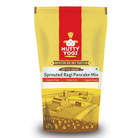 Nutty Yogi Sprouted Cinnamon Ragi Pancake Mix 400g Fiber Rich Gluten Free Help to Digest Easily Pancake Mix