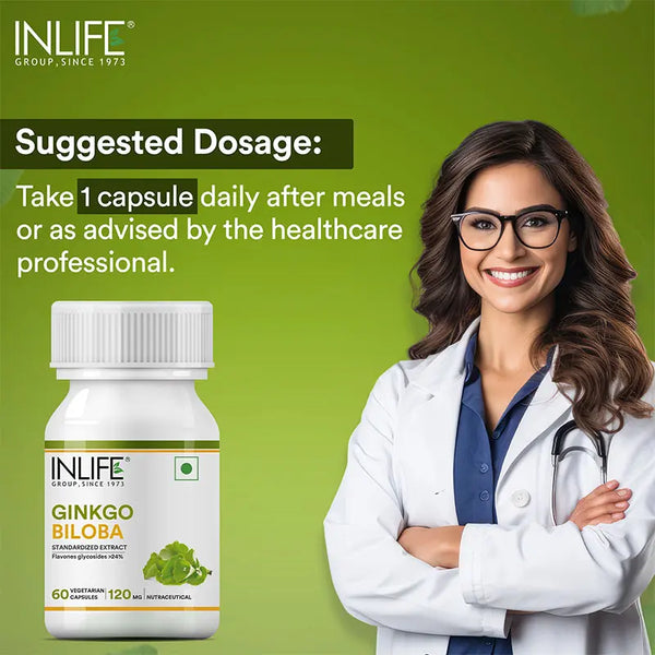 Inlife Gingko Biloba Extract 120mg Capsule bottle of 60 capsules - PUSHMYCART