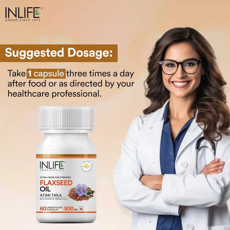 Inlife Flaxseed Oil Capsules Without Gelatin