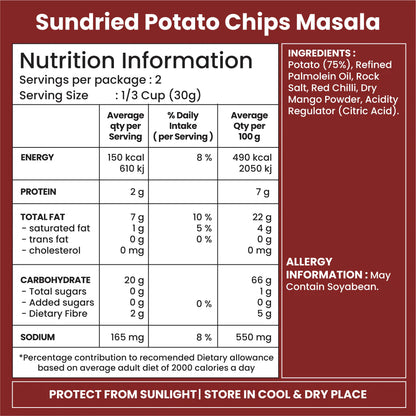 Jabsons Foods Masala Sundried Potato Chips