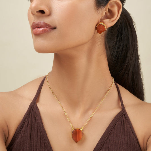 Joker and Witch Soléa Orange Natural Stone Necklace Set