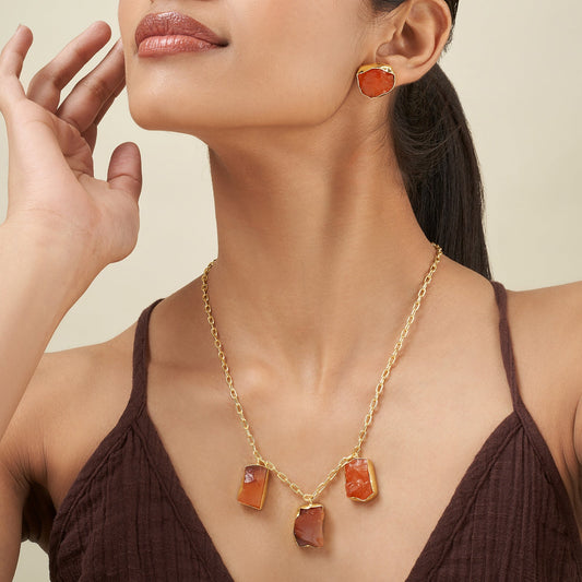 Joker and Witch Soléa Orange Trio Natural Stone Necklace Set
