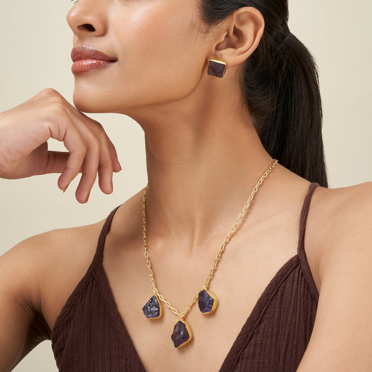 Joker and Witch Soléa Purple Trio Natural Stone Necklace Set