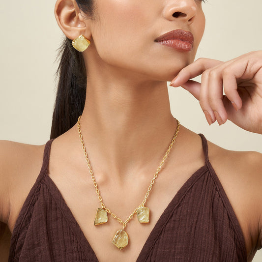 Joker and Witch Soléa Yellow Trio Natural Stone Necklace Set