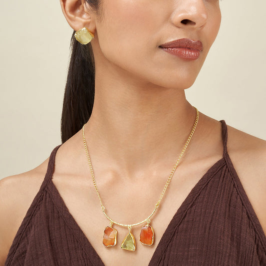 Joker and Witch Soléa Orange and Yellow Trio Natural Necklace Set