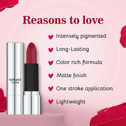FLiCKA Tomato Matte Finish Lipstick Shade 17 | Pink