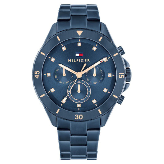 Tommy Hilfiger Multifunction Blue Dial Blue Color Stainless Steel Strap Watch For Women - image 1