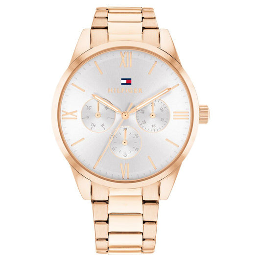 Tommy Hilfiger Multifunction Silver Dial Rose Gold Color Stainless Steel Strap Watch For Women - image 1