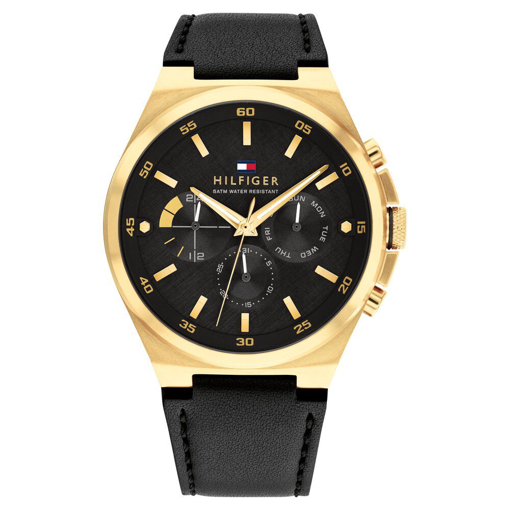 Tommy Hilfiger Multifunction Black dial Leather Strap Watch for Men - image 1