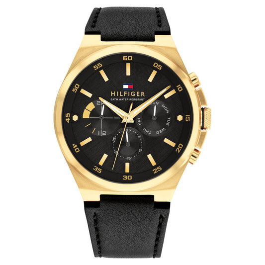 Tommy Hilfiger Multifunction Black dial Leather Strap Watch for Men - image 1