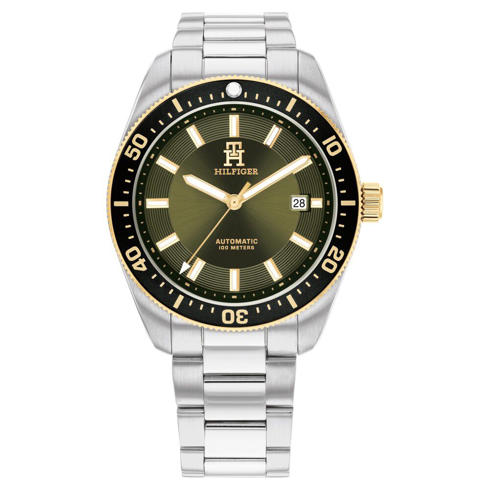 Tommy Hilfiger Automatic Green Dial Stainless Steel Strap Watch For Men - image 1