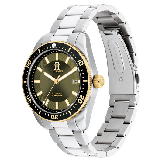 Tommy Hilfiger Automatic Green Dial Stainless Steel Strap Watch For Men