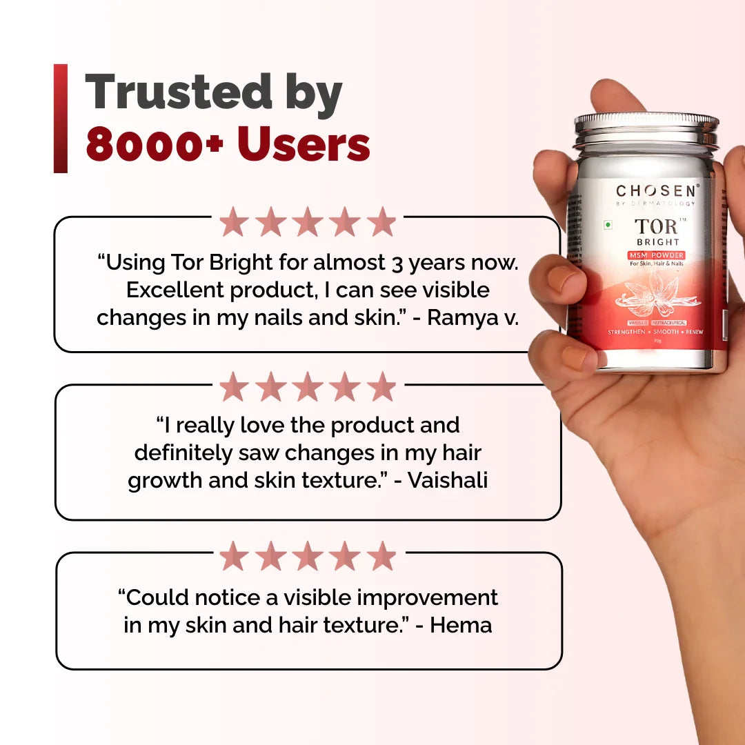 Chosen TOR Bright OptiMSM Methylsulfonylmethane MSM vegan supplement bottle, with capsules visible. - Image 7