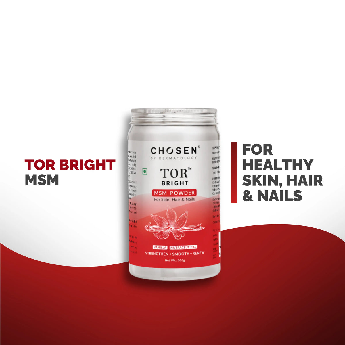 Chosen TOR Bright OptiMSM Methylsulfonylmethane MSM vegan supplement bottle, with capsules visible. - Image 2