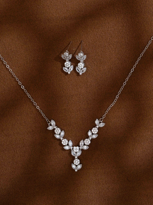 Zeraki Jewels Taruni Silver Necklace Set