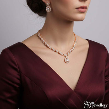 Teardrop Elegance necklace and earring set front view