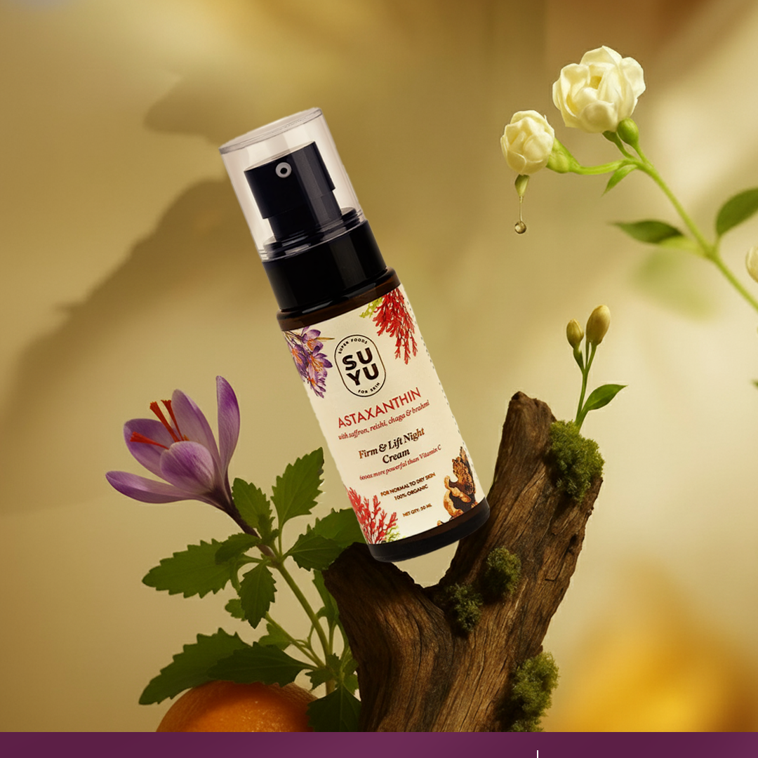 Suyu India Night Restore Duo Bundle featuring Astaxanthin Firm & Lift Night Cream and Dandelion Brightening Face Wa - Image 2