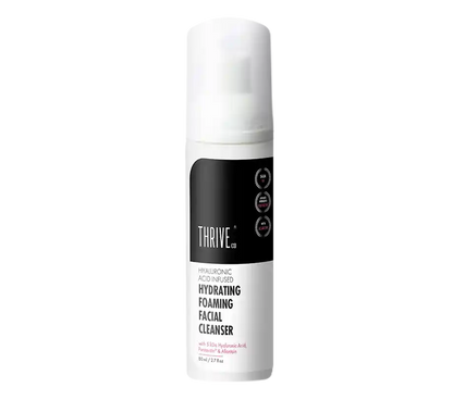 Thriveco Hydrating Foaming Facial Cleanser bottle with a pump, featuring a clean, minimalist design against a soft - Image 2