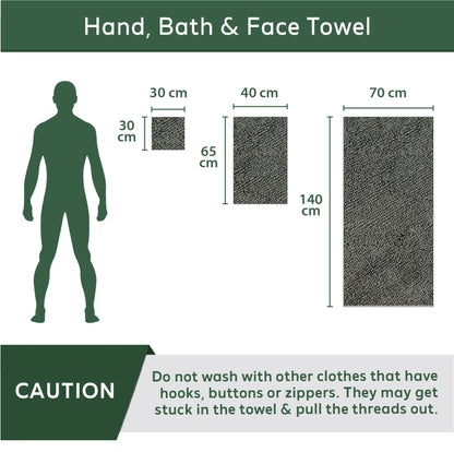 Heelium Bamboo Bath Hand & Face Towel Combo - Set of 3