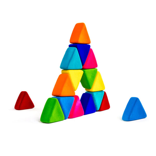 Rubbabu Just Triangles (Set of 16) - Soft, Squishy Building Blocks