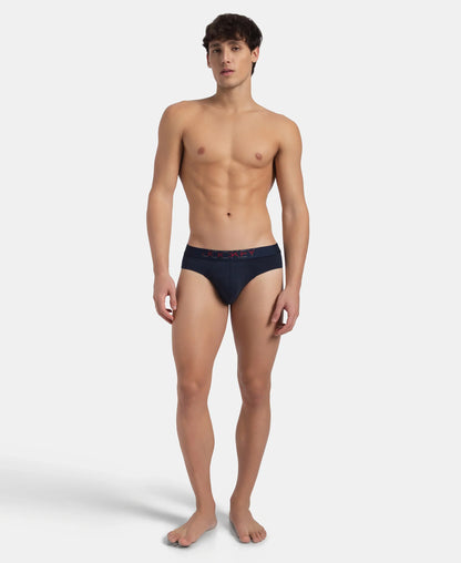 super combed cotton elastane solid brief with ultrasoft waistband navy us07
