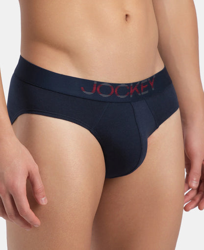 super combed cotton elastane solid brief with ultrasoft waistband navy us07