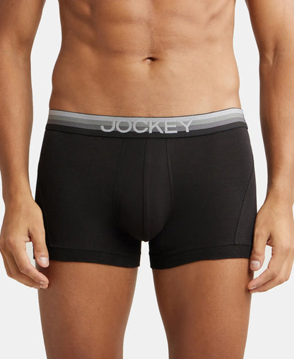 super combed cotton elastane solid trunk with ultrasoft waistband black us20