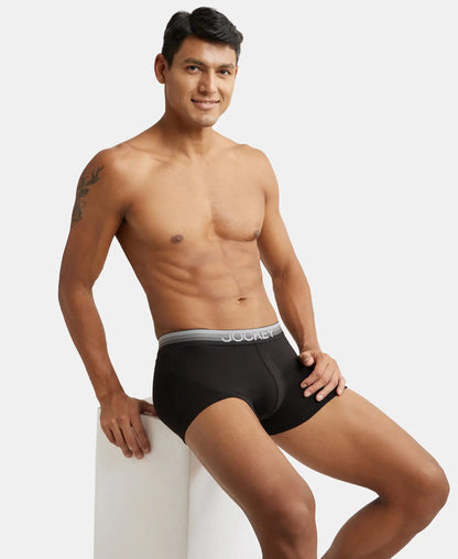 super combed cotton elastane solid trunk with ultrasoft waistband black us20