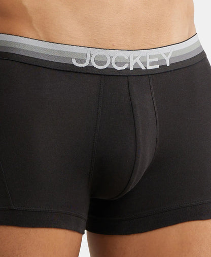 super combed cotton elastane solid trunk with ultrasoft waistband black us20