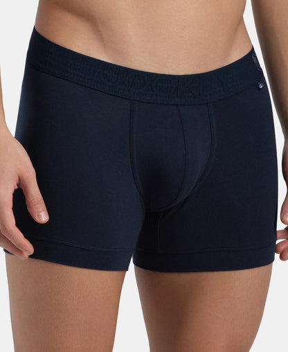 super combed cotton elastane solid trunk with ultrasoft waistband navy us60